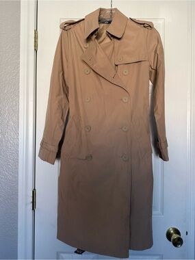 Norma Kamali Long Khaki Trench Coat Small
Like New